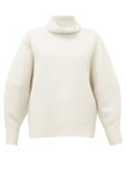 Matchesfashion.com The Row - Makie High Neck Wool Blend Top - Womens - Ivory