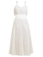 Matchesfashion.com Zeus + Dione - Aeolia Striped Cotton Midi Dress - Womens - White