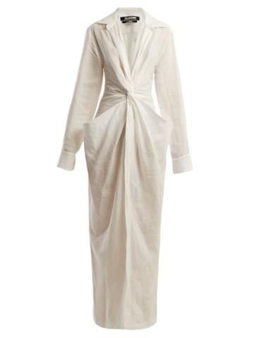 Jacquemus Bolso Twisted-front Linen And Cotton-blend Dress
