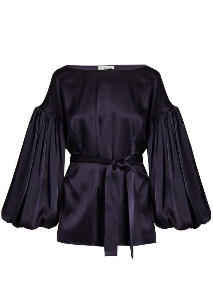 Osman Liza Balloon-sleeved Satin Top
