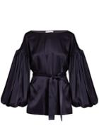 Osman Liza Balloon-sleeved Satin Top