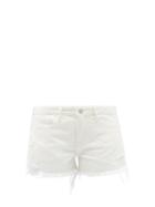 Frame - Le Grand Garcon Frayed-cuff Denim Shorts - Womens - White