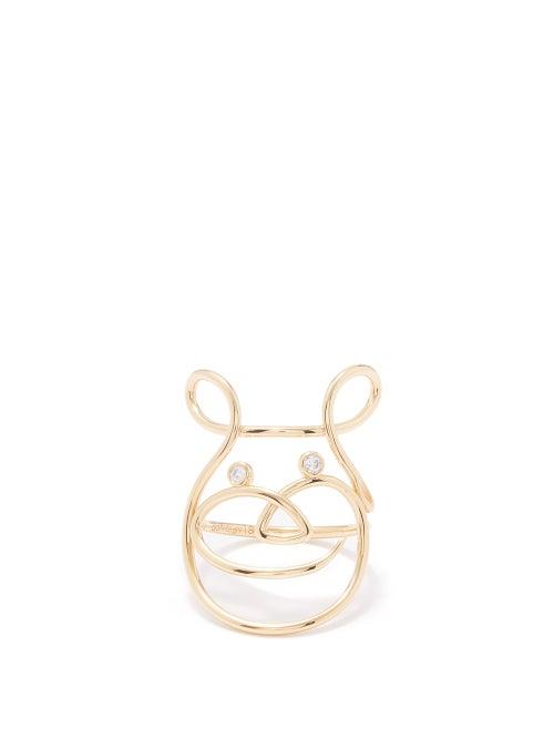 Daniela Villegas - Bear 18kt Yellow Gold & Diamond Totem Ring - Womens - Yellow Gold
