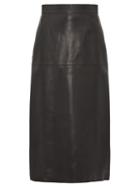 Matchesfashion.com Ins & Marchal - Daisy Leather Midi Skirt - Womens - Black