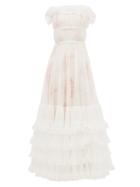 Matchesfashion.com Giambattista Valli - Tulle-overlay Floral-print Gown - Womens - Ivory