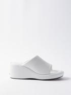 Balenciaga - Rise 50 Padded Leather Wedge Mules - Womens - White