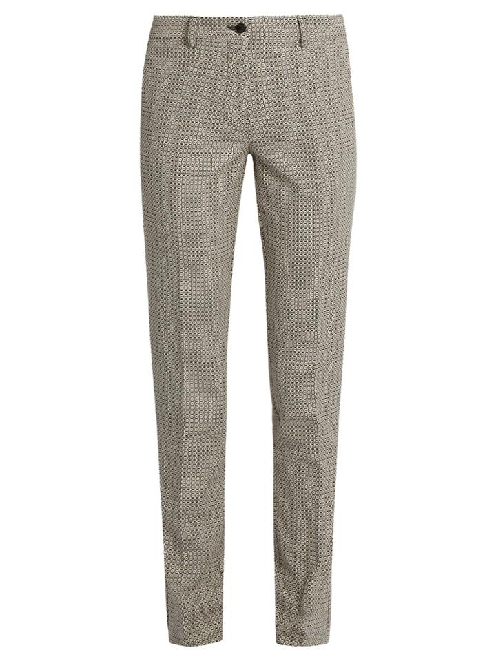Etro Circle-jacquard Slim-leg Cotton-blend Trousers