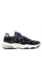 Matchesfashion.com Valentino - Bounce Raised Sole Low Top Leather Trainers - Mens - Black Purple