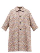 Comme Des Garons Comme Des Garons - Floral-embroidered Glen-check Tailored Coat - Womens - Beige Multi