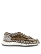 Mens Shoes Valentino Garavani - Crochet Woven-cord Trainers - Mens - Olive Green