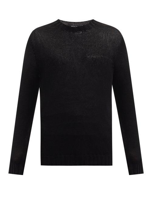 Matchesfashion.com Palm Angels - Logo-jacquard Cotton-mesh Sweater - Mens - Black