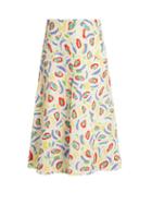 Matchesfashion.com Duro Olowu - Abstract Bird Print Cloqu Midi Skirt - Womens - White Multi