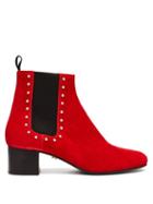Matchesfashion.com Alexachung - Stud Embellished Suede Chelsea Boots - Womens - Red