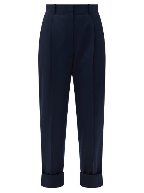 Matchesfashion.com The Row - Marta High-rise Twill Tapered Trousers - Womens - Blue