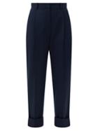 Matchesfashion.com The Row - Marta High-rise Twill Tapered Trousers - Womens - Blue