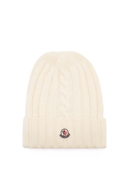 Matchesfashion.com Moncler - Rib Knit Wool Beanie Hat - Womens - White