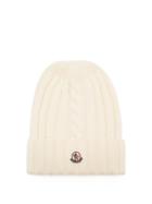 Matchesfashion.com Moncler - Rib Knit Wool Beanie Hat - Womens - White