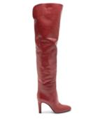 Matchesfashion.com Saint Laurent - Blu Over-the-knee Leather Boots - Womens - Red