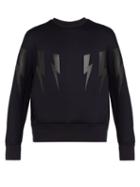 Matchesfashion.com Neil Barrett - Lightning Bolt Print Bonded Neoprene Sweatshirt - Mens - Navy Multi
