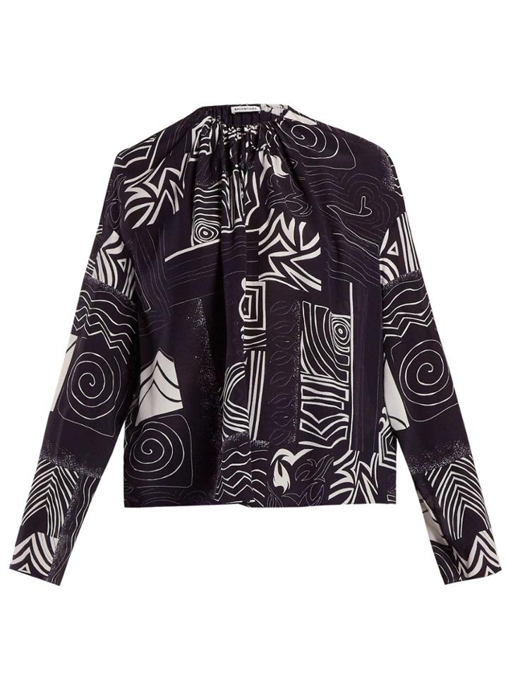 Balenciaga Abstract-print Silk Blouse