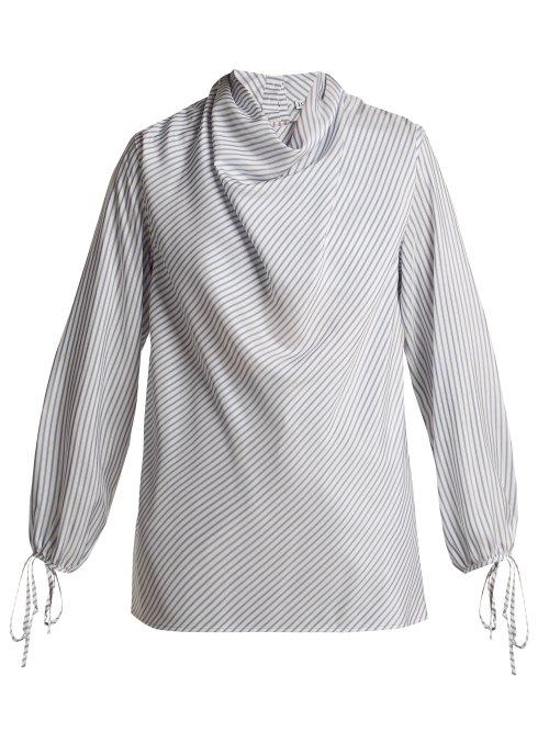 Matchesfashion.com Loewe - Striped Silk Blouse - Womens - Blue Stripe