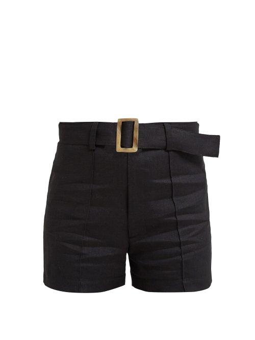 Matchesfashion.com Lisa Marie Fernandez - Belted Linen Shorts - Womens - Black