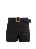 Matchesfashion.com Lisa Marie Fernandez - Belted Linen Shorts - Womens - Black