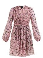 Matchesfashion.com Giambattista Valli - Floral Print Silk Chiffon Mini Dress - Womens - Black Multi
