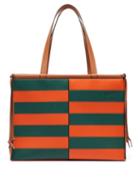Matchesfashion.com Loewe - Cushion Large Striped Leather Tote Bag - Womens - Orange Multi