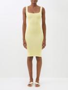 Hunza G - Square-neck Crinkle-knit Dress - Womens - Light Yellow