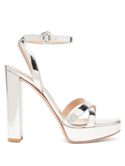 Matchesfashion.com Gianvito Rossi - Poppy 100 Metallic-leather Platform Sandals - Womens - Silver