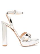 Matchesfashion.com Gianvito Rossi - Poppy 100 Metallic-leather Platform Sandals - Womens - Silver