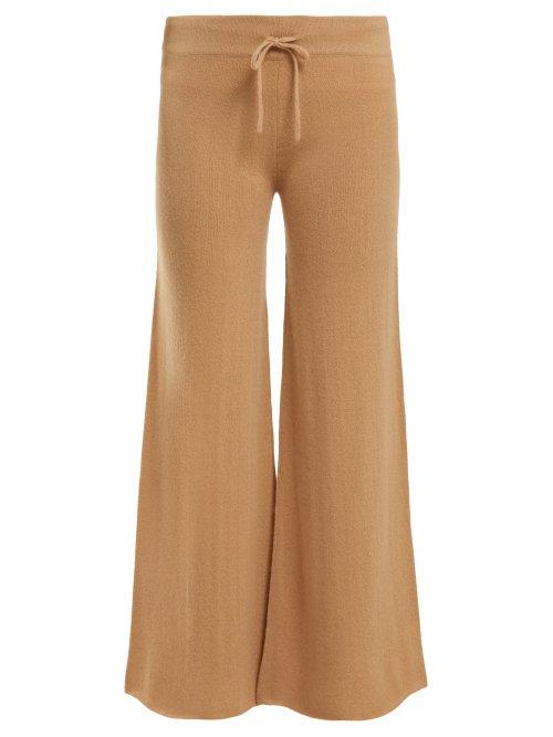 Matchesfashion.com Ryan Roche - Wide Leg Cashmere Track Pants - Womens - Beige