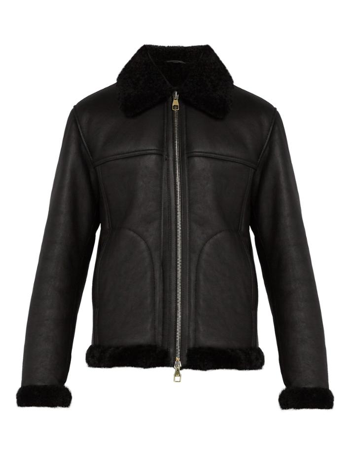 Dunhill Shearling-trimmed Leather Jacket
