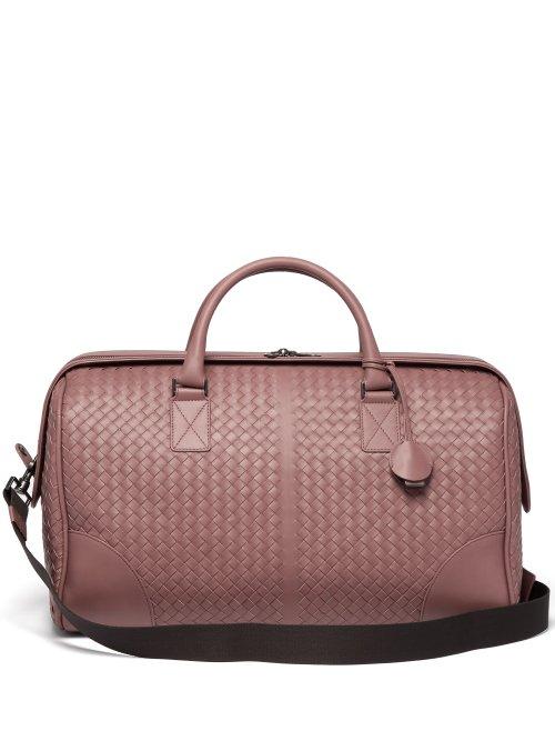 Matchesfashion.com Bottega Veneta - Intrecciato Leather Holdall - Womens - Dark Pink