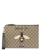 Matchesfashion.com Gucci - Bee Print Gg Supreme Canvas Pouch - Mens - Brown Multi