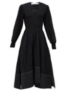 Matchesfashion.com Proenza Schouler White Label - Shirred Broderie-anglaise Cotton Midi Dress - Womens - Black
