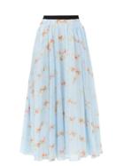 Matchesfashion.com Emilia Wickstead - Alula Floral-print Cotton Midi Skirt - Womens - Blue Print