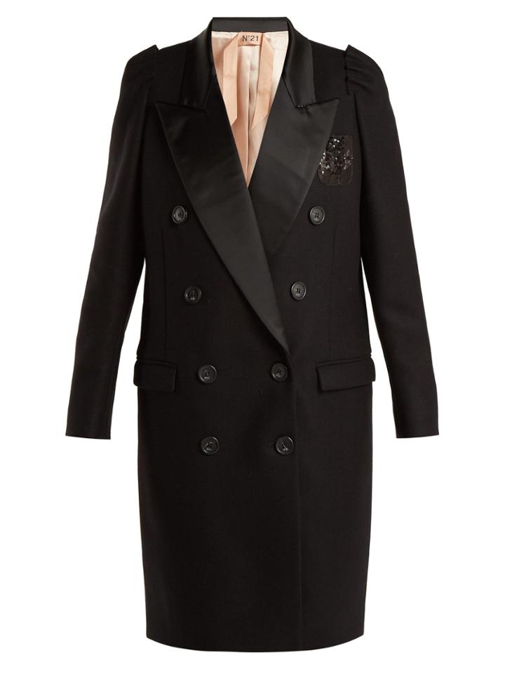 No. 21 Contrast-lapel Double-breasted Overcoat