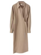Lemaire - Asymmetric Poplin Shirt Dress - Womens - Dark Beige