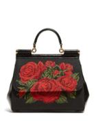 Matchesfashion.com Dolce & Gabbana - Sicily Ayers & Stitched Roses Cross Body Bag - Womens - Black Multi
