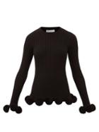 Matchesfashion.com Jw Anderson - Pompom-embellished Ribbed-wool Sweater - Womens - Black
