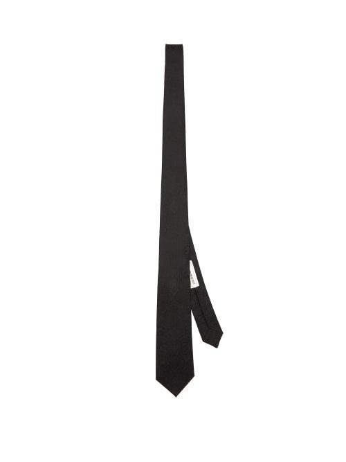 Matchesfashion.com Alexander Mcqueen - Skull Embroidered Silk Faille Tie - Mens - Black Multi