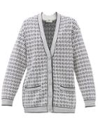 Matchesfashion.com Fendi - Ff-jacquard Longline Cardigan - Womens - White Black