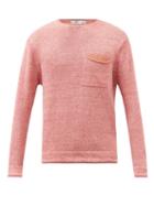 Inis Mein - Contrast-pocket Linen Sweater - Mens - Red
