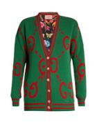 Gucci Gg Wool And Printed-silk Reversible Cardigan