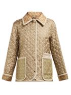 Matchesfashion.com Burberry - Monogram Print Single Breasted Quilted Silk Jacket - Womens - Beige Multi