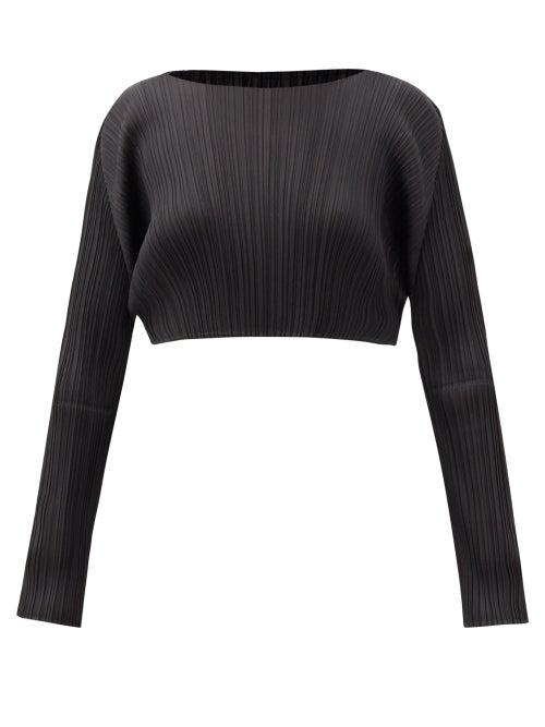 Matchesfashion.com Pleats Please Issey Miyake - Technical-pleated Cropped Top - Womens - Black