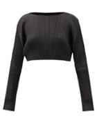 Matchesfashion.com Pleats Please Issey Miyake - Technical-pleated Cropped Top - Womens - Black