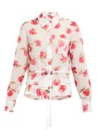 Matchesfashion.com Altuzarra - Lia Floral Print Crepe Drawstring Shirt - Womens - White Multi